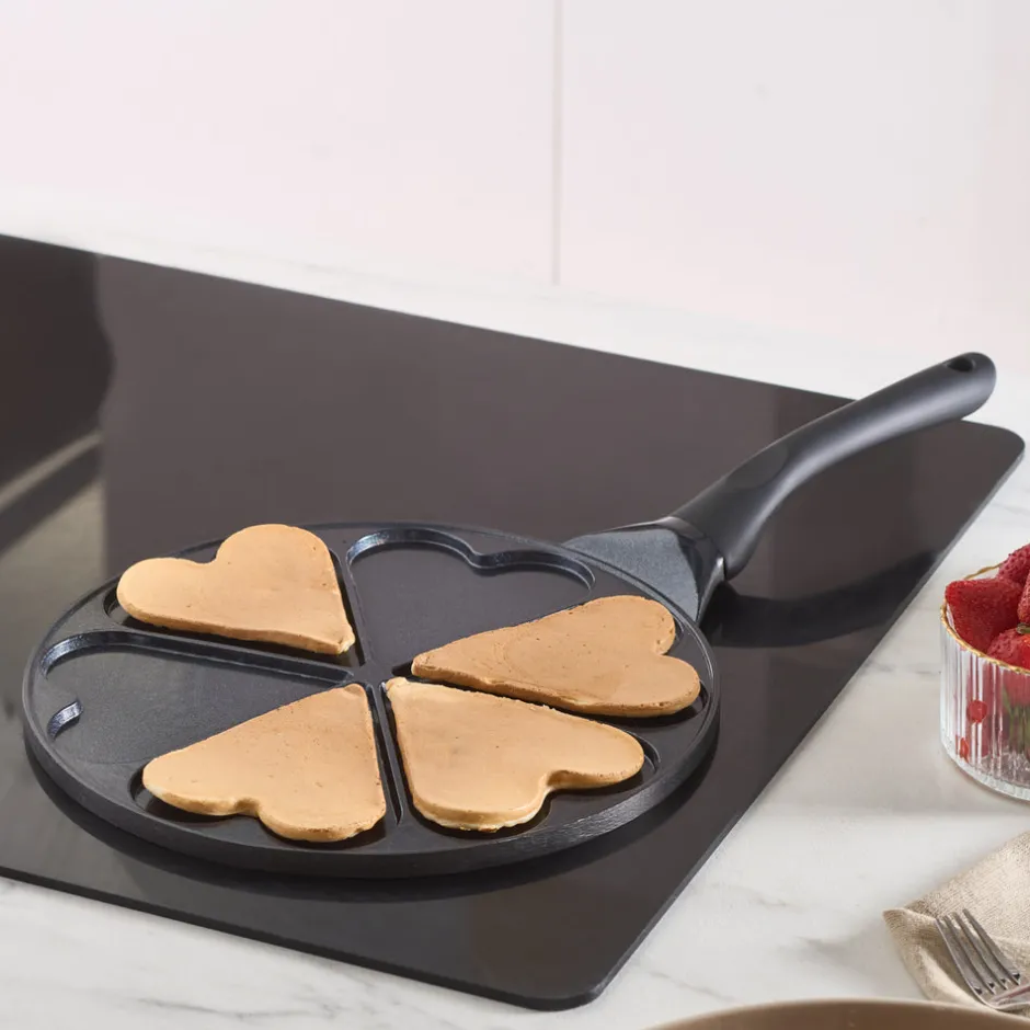 Karaca Keramikpfanne-Fluffy Love Antihaft-Pfannkuchenpfanne mit Induktionskeramikbeschichtung, 26 cm, schwarz