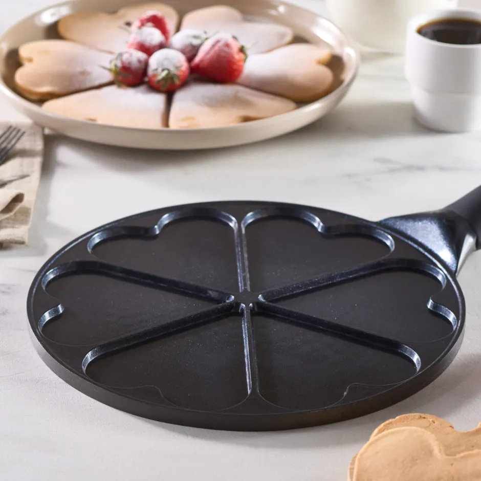 Karaca Keramikpfanne-Fluffy Love Antihaft-Pfannkuchenpfanne mit Induktionskeramikbeschichtung, 26 cm, schwarz