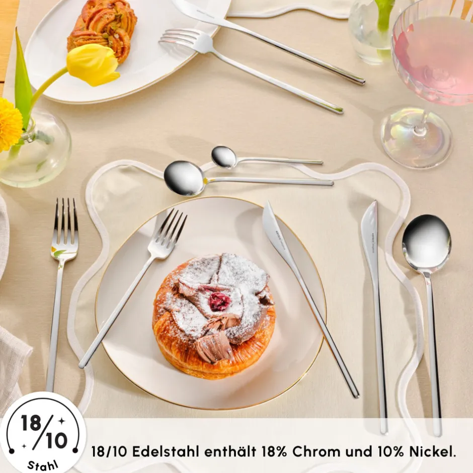 Karaca Bestecksets Für 12 Personen-Focus 84-teiliges Besteckset für 12 Personen Mit Box Platın