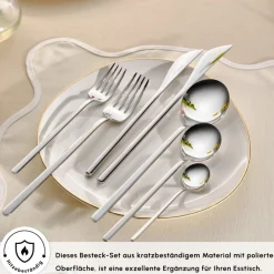 Karaca Bestecksets Für 12 Personen-Focus 84-teiliges Besteckset für 12 Personen Mit Box Platın