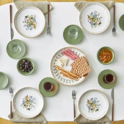 Karaca Frühstücksset Für 6 Personen-Foliage 25 Teile für 6 Personen Porzellan Frühstück/Service Set Multıfarben