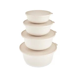 Karaca Vorratsbehälter-Forbs 4-teiliges 2 in 1 Aufbewahrungsbehälter-Set, Creme Creme01