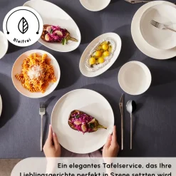 Karaca Tafelservice Für 12 Personen-Forever Bone Allure 41-Teiliges 12-Personen Geschirrset Weıß01