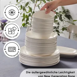 Karaca Tafelservice Für 12 Personen-Forever Bone Allure 41-Teiliges 12-Personen Geschirrset Weıß01