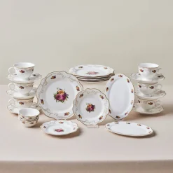 Karaca Frühstücksset Für 6 Personen-Forever Bone Antique Gold 26-teiliges Frühstücksset