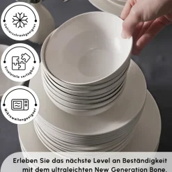 Karaca Tafelservice Für 12 Personen-Forever Bone Arte 53-Teiliges 12-Personen Geschirrset Weıß01