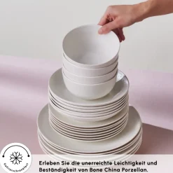 Karaca Tafelservice Für 12 Personen-Forever Bone Artiste 53-Teiliges 12-Personen Geschirrsett Beyaz
