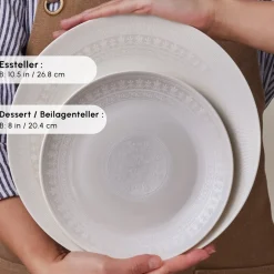 Karaca Tafelservice Für 12 Personen-Forever Bone Artiste 53-Teiliges 12-Personen Geschirrsett Beyaz