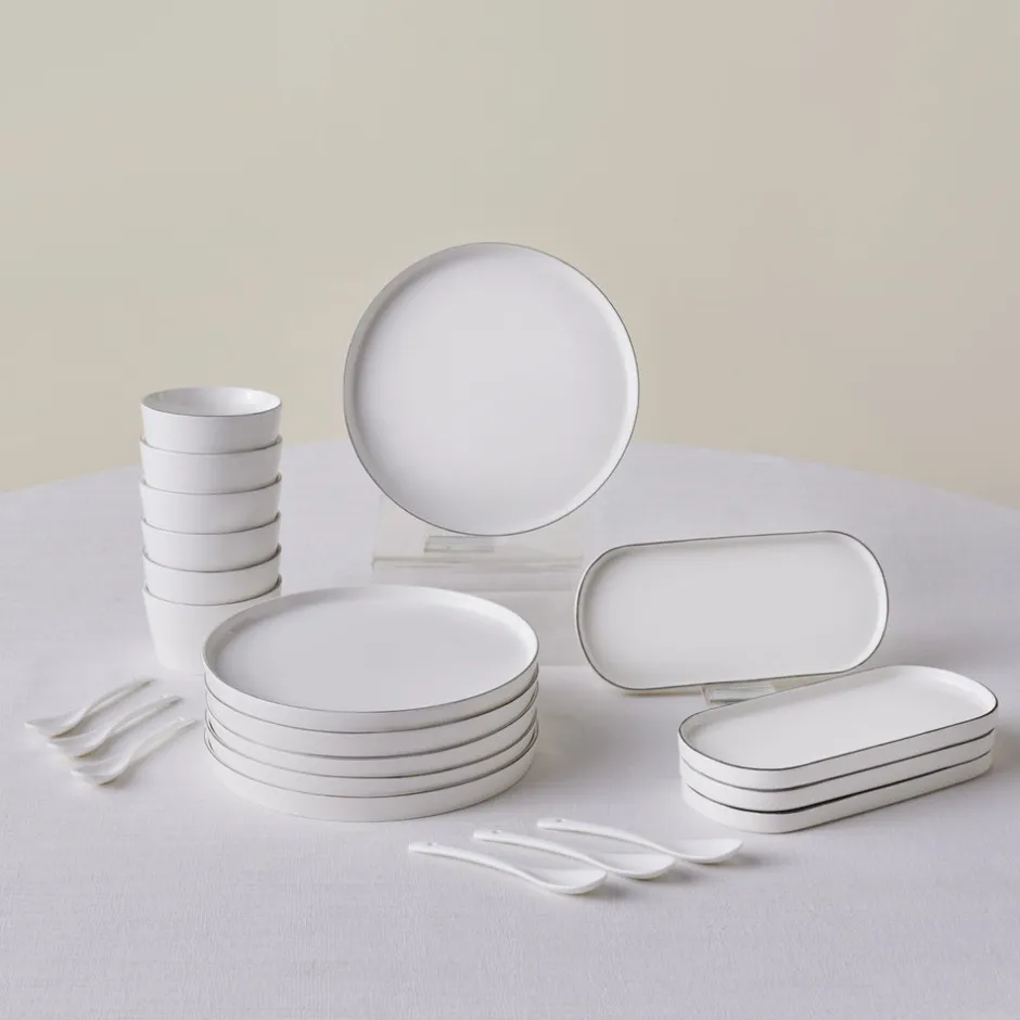 Karaca Frühstücksset Für 6 Personen-Forever Bone Bomo 22-teiliges Frühstücksset für 6 Personen – Platin