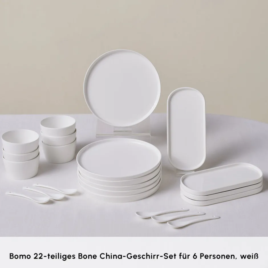 Karaca Frühstücksset Für 6 Personen-Forever Bone Bomo 22-Teiliges 6-Personen Frühstücksset Beyaz