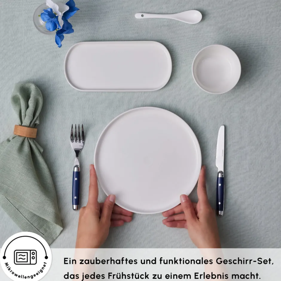 Karaca Frühstücksset Für 6 Personen-Forever Bone Bomo 22-Teiliges 6-Personen Frühstücksset Beyaz