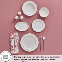Karaca Tafelservice Für 12 Personen-Forever Bone China New Olio 53-teiliges Tafelservice für 12 Personen, Weiß Beyaz