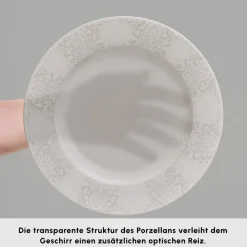 Karaca Tafelservice Für 12 Personen-Forever Bone China New Olio 53-teiliges Tafelservice für 12 Personen, Weiß Beyaz