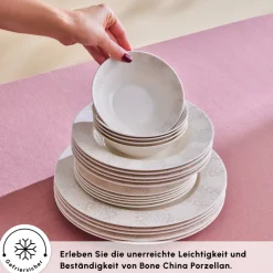 Karaca Tafelservice Für 12 Personen-Forever Bone China New Olio 53-teiliges Tafelservice für 12 Personen, Weiß Beyaz