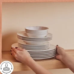 Karaca Tafelservice Für 12 Personen-Forever Bone China New Olio 53-teiliges Tafelservice für 12 Personen, Weiß Beyaz