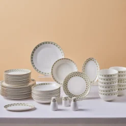 Karaca Tafelservice Für 12 Personen-Forever Bone Emerald, 53-teiliges Tafelservice für 12 Personen Multıfarben