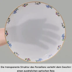 Karaca Tafelservice Für 12 Personen-Forever Bone New Brillo 53-Teiliges 12-Personen Geschirrset Multıcolor
