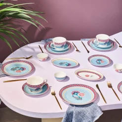 Karaca Frühstücksset Für 6 Personen-Forever Bone Spello 26-Teiliges 6-Personen Frühstücksset Blau Blau01
