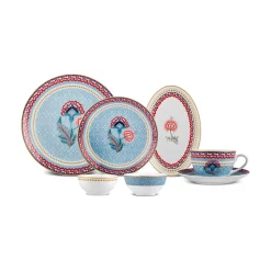 Karaca Frühstücksset Für 6 Personen-Forever Bone Spello 26-Teiliges 6-Personen Frühstücksset Blau Blau01
