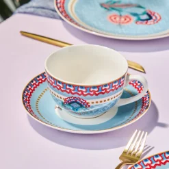 Karaca Frühstücksset Für 6 Personen-Forever Bone Spello 26-Teiliges 6-Personen Frühstücksset Blau Blau01