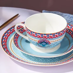 Karaca Frühstücksset Für 6 Personen-Forever Bone Spello 26-Teiliges 6-Personen Frühstücksset Blau Blau01