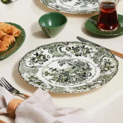 Karaca Frühstücksset Für 6 Personen-Forever Bone Vittoria, Frühstücksset 26-teilig für 6 Personen Grün01