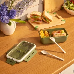 Karaca Vorratsbehälter-Fusca Lunchbox mit Gabel und Löffel Grün