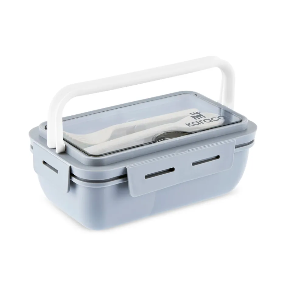 Karaca Vorratsbehälter-Fusca Lunchbox mit Gabel und Löffel Grau