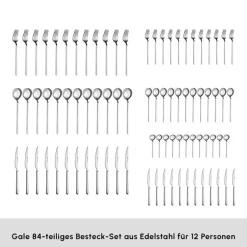 Karaca Bestecksets Für 12 Personen-Gale Elegance 12-Personen 84-Teiliges Besteckset Platın