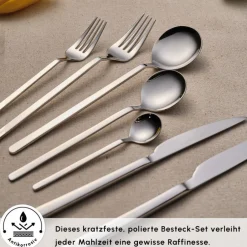 Karaca Bestecksets Für 12 Personen-Gale Elegance 12-Personen 84-Teiliges Besteckset Platın