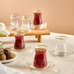 Karaca Teegläser Sets-Gent 12-teiliges Teeservice für 6 Personen Gold