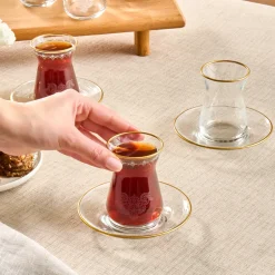 Karaca Teegläser Sets-Gent 12-teiliges Teeservice für 6 Personen Gold