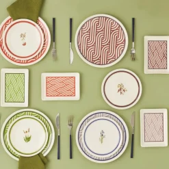 Karaca Frühstücksset Für 6 Personen|Tortenplatte Servierteller Set-Giardino Porzellan 18 Teile für 6 Personen Frühstücks-/Service-Set Multıfarben