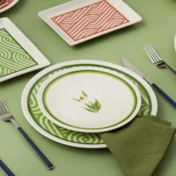Karaca Frühstücksset Für 6 Personen|Tortenplatte Servierteller Set-Giardino Porzellan 18 Teile für 6 Personen Frühstücks-/Service-Set Multıfarben