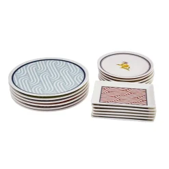 Karaca Frühstücksset Für 6 Personen|Tortenplatte Servierteller Set-Giardino Porzellan 18 Teile für 6 Personen Frühstücks-/Service-Set Multıfarben