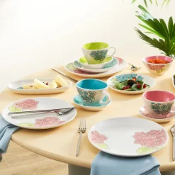 Karaca Frühstücksset Für 6 Personen|Frühstücksgeschirr-Giselle für 6 Personen Frühstücksset und Servierschalen, 26 Teilig, Porzellan Multıfarben