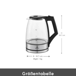 Karaca Wasserkocher-Glacia Glas Wasserkocher, 2200W, 1,8L, Transparent