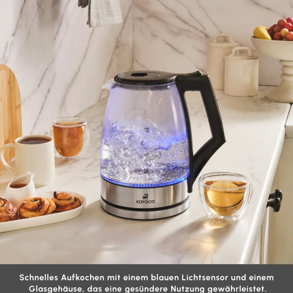 Karaca Wasserkocher-Glacia Glas Wasserkocher, 2200W, 1,8L, Transparent