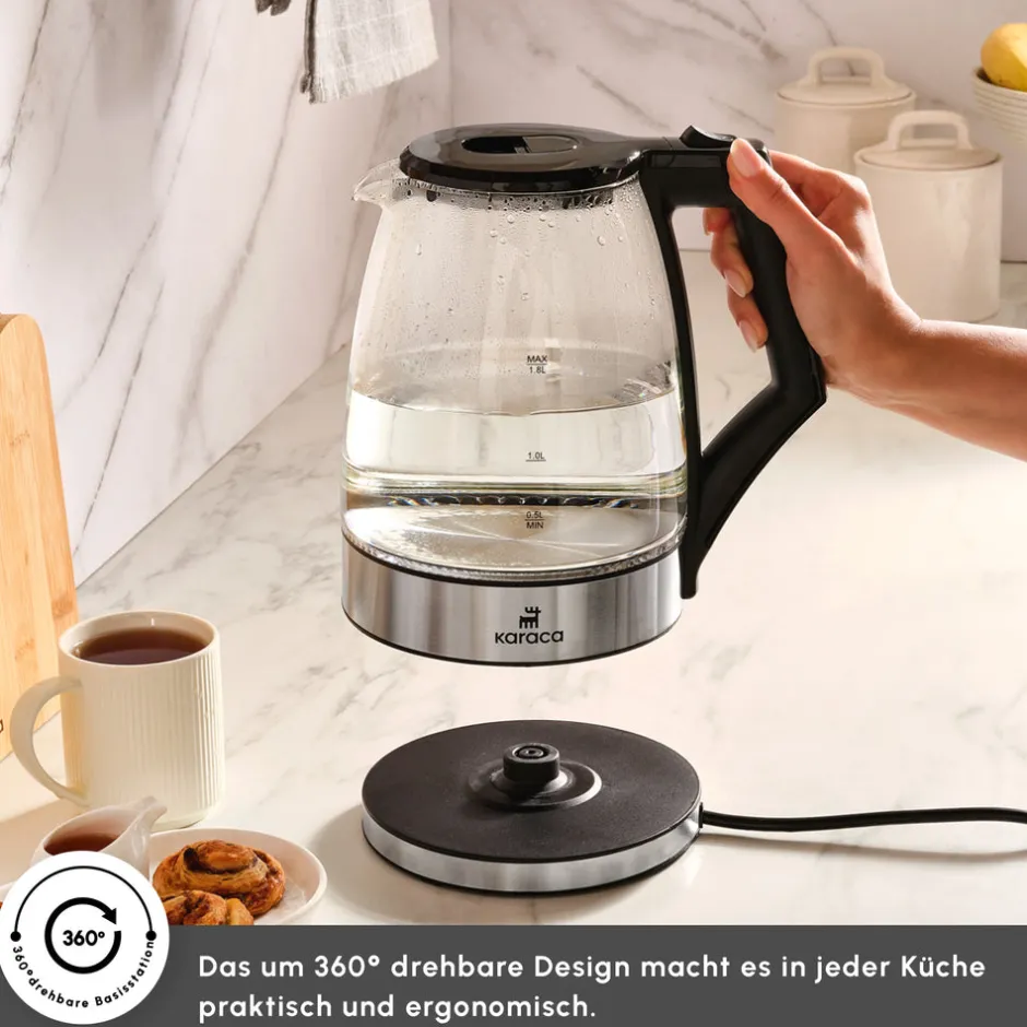 Karaca Wasserkocher-Glacia Glas Wasserkocher, 2200W, 1,8L, Transparent