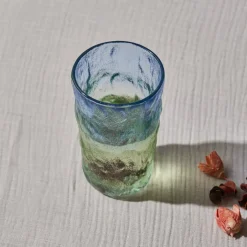 Karaca Wasserglas-Glacier Getränke Glas, Blau Grün, 383 ml Blau01