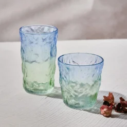 Karaca Wasserglas-Glacier Getränke Glas, Blau Grün, 383 ml Blau01