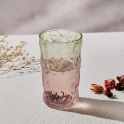 Karaca Wasserglas-Glacier Getränke Glas, Rot Grün, 383 ml Rot02