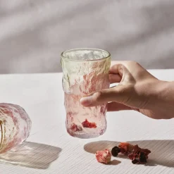 Karaca Wasserglas-Glacier Getränke Glas, Rot Grün, 383 ml Rot02