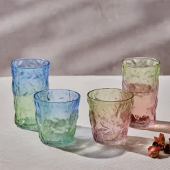 Karaca Wasserglas-Glacier Getränke Glas, Rot Grün, 383 ml Rot02