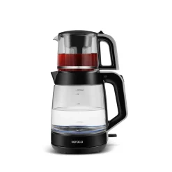 Karaca Teekocher-Glass Tea XL 2 in 1 Glas-Teemaschine Space Gray Space Grau