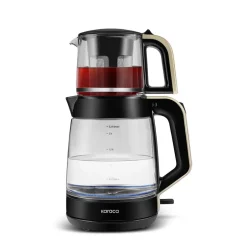 Karaca Teekocher-Glass Tea XL 2in1 Glas-Teezubereiter und Wasserkocher Creme Cream