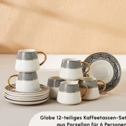 Karaca Mokka & Espressotassen Set-Globe Kaffeeservice für 6 Personen Schwarz01