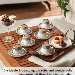 Karaca Mokka & Espressotassen Set-Globe Kaffeeservice für 6 Personen Schwarz01