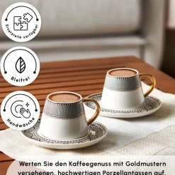 Karaca Mokka & Espressotassen Set-Globe Kaffeeservice für 6 Personen Schwarz01