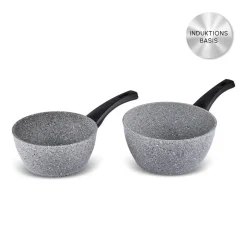 Karaca Milchkännchen-Gris Biogranit Induktions Milchtopf-Set, 2 Teilig Grau02